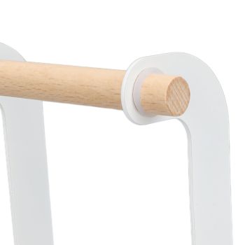 Pot Lid Holder Rack Multifunction Prevent Slip Iron Basin Wood Rack Cooking Tool Spatula Stand Kitchen Organizer White