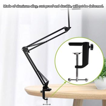 Desk C Clamp Aluminum Black 2.4inch 61mm Desk Table Mount Clamp for Desktop Table Lamp