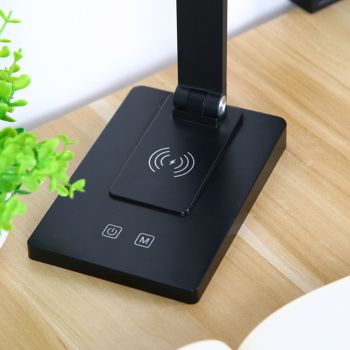 LED Desk Lamp with 3 Levels Brightness Eye Caring Office Reading Lamp Foldable Table Desk Lamp USB Wireless Charging 2500mAh Rechargeable Version