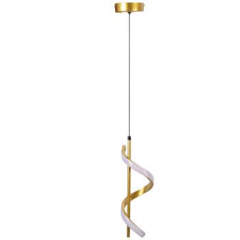 Spiral LED Pendant Light Gold Color High Brightness Eyes Protection LED Hanging Lamp for Living Room Cafe Family 85‑265V Warm Light