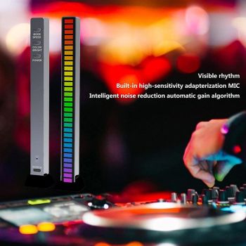 RGB Sound Reactive LED Light Bar LED Colorful Sound Control Audio Music Rhythm Dynamic Level Indicator Display Strip Light for Car Gaming PC TV Room