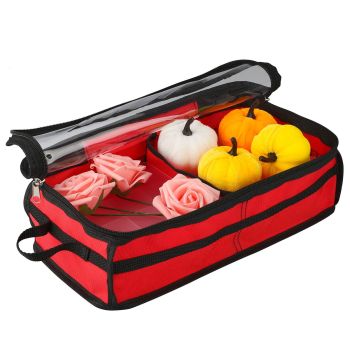 Christmas Ornament Storage Box Under Bed 64 Cell partition 600D Oxford PVC transparent window Black 61x30.5x15cm