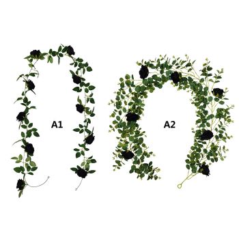 Artificial Rattan Halloween Black Decoration Interior Home Hanging Decoration Rose Rattan Artificial Money Leaf