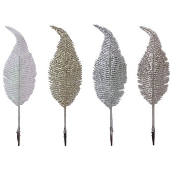 Christmas Tree Leaves Ornament Glittery Leaf with Clip Tree Hanging Baubles Decor for Christmas Home Party Decoration