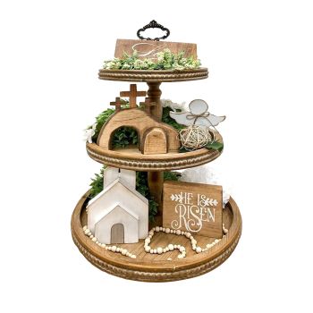 Easter Wooden Angel House Laminated Tray Decoration