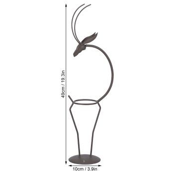 Deer Shape Wrought Iron Plant Stand Transparent Glass Hydroponic Plant Vase for Living RoomType B