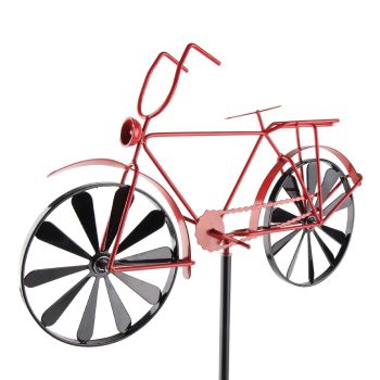 Bike Wind Spinners Vintage Bicycle Metal Wind Spinner Vintage Style Stake Decoration for Yard Garden Red