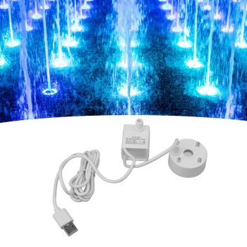 Mist Maker USB Fog Maker with Pump LED Colorful Lighting Fountain Atomizer Humidifier 5V Fog Machine for Pond Garden Office White