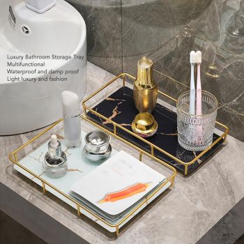 Bathroom Vanity Tray Modern Stylish Anti Slip Kitchen Sink Countertop Storage Organizer S White