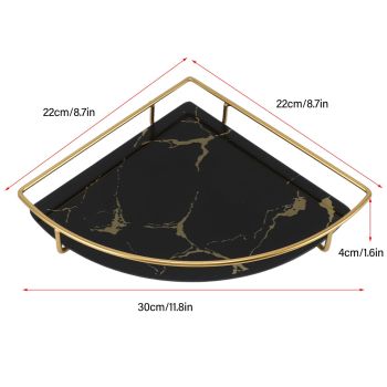Bathroom Storage Tray Light Luxury Decorative Golden Texture Triangle Bathroom Organiser Tray for Soap Towel Paper Napkins Jewellery Makeup Black