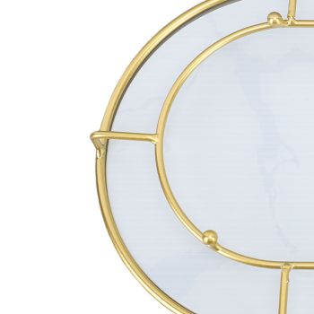 Bathroom Storage Tray Light Luxury Decorative Golden Texture Oval Bathroom Organiser Tray for Soap Towel Paper Napkins Jewellery Makeup White Base