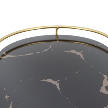 Bathroom Storage Tray Light Luxury Decorative Golden Texture Oval Bathroom Organiser Tray for Soap Towel Paper Napkins Jewellery Makeup Black Base