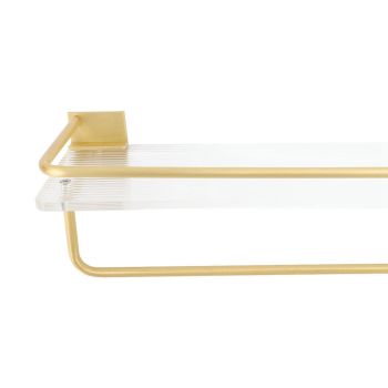 Bathroom Wall Shelf Space Aluminum and Acrylic Rustproof Punch Free Wall Mounted Floating Shelves 40cm Gold