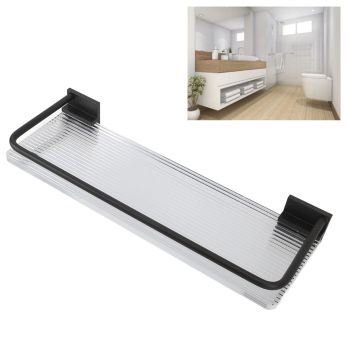 Floating Shelf Space Aluminum Acrylic Wall Mounted Decorative Storage Shelf for Kitchen Bathroom Living Room Bedroom Black