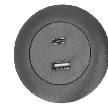 Embedded Charging Round Port Desktop Power Grommet for Sofas Tables Bedside Workbenches Offices Homes 5V Input