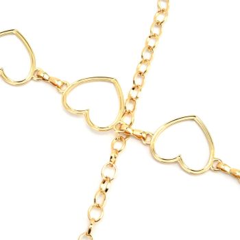 Waist Chain Belt Metal Shiny Rhinestones Golden Love No Allergies All Match Gold Chain Belt for Shorts Suits Shirts Dresses
