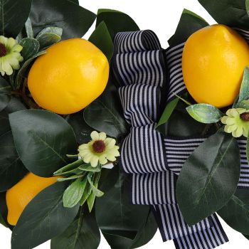 Artificial Lemon Daisy Flower Wreath Door Hanging Garland for Theme Party Stage Decoration