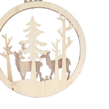 Basswood Ornament 3 Dimensional Bulb Pendant Indoor Decoration for Merry ChristmasDouble Deer Type