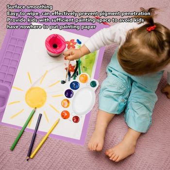 Silicone Painting Mat with Cup DIY Cultivate Artistic Talent Easy To Wipe Silicone Art Mat for Boys Girls Art Supplies Purple