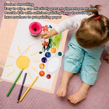 Silicone Painting Mat Prevent Slip Thick Large Kids Craft Art Mat with Cup for Doodling DIY Orange