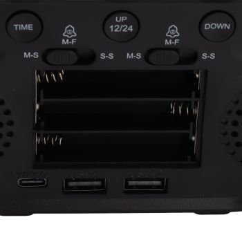 Digital Alarm Clock USB LED Display White Light Mirror Electronic Desktop Clock for Bedroom Living Room Office Black Case