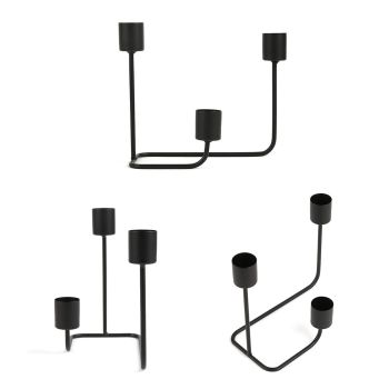 2 Pcs 3 Arm Candle Holder Black Simple Modern Candlestick Holder Decorative Candelabra for Wedding Party