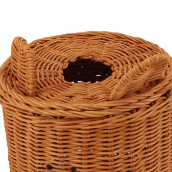Tissue Box Cover Rattan Cute Bear Brown with Lid Easy Access Round Easy Maintenance Versatile Holder Dispenser for Photo Props