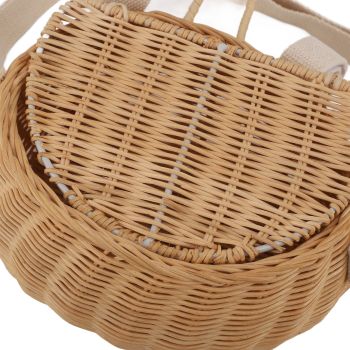 Kids Bike Basket Simple Lid Design Adjustable Strap Light Sturdy Kids Rattan Basket for Cycling School Travel