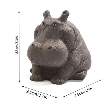 Hippo Figurine Purple Clay Ceramic Tea Pet Sculpture Hippo Statue Desktop Ornament for Tea Set Accessories Home Tea Tray Decor