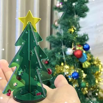 Acrylic Christmas Tree DIY Kit Mini Simple Installation Desktop Christmas Tree for Gift Decoration S 80x110mm