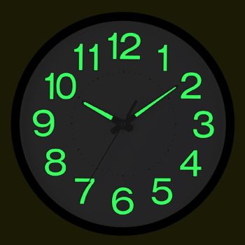 Silent Quartz Clock Plastic Wall Mounted Luminous Quiet for Living Room Bedroom 12in 30cm White Frame
