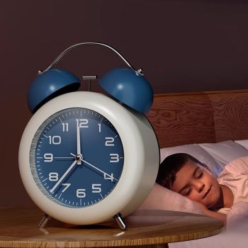Twin Bell Alarm Clock for Kids ABS Battery Operated Cute Desktop Bedside Alarm Clock with Night Light for Bedroom Living Room Blue