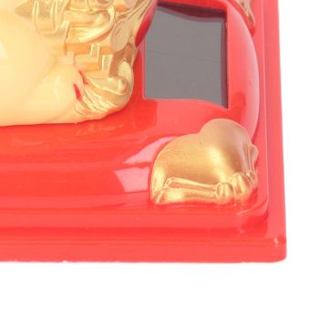 Lucky Cat Decoration Solar Power Arm Waving Fortune Cat Decorative Wealth Welcoming Cat Ornament for Car Office Type 336B Yellow