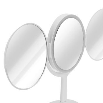 LED Makeup Mirror Folding Rotatable Mirror Touch Cosmetic Mirror for Bedroom Dressing RoomWhite