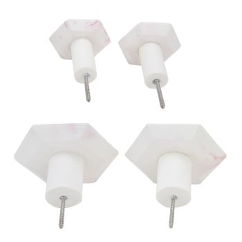 4Pcs Marble Pattern Wall Mounted Hook Hex Shaped Modern Decorative Hook for Bedroom Door Home
