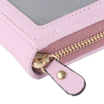 Credit Card Bag with Zipper Fashionable Mini Portable Antimagnetic ID Cards Holder Wallet PurseLight Purple