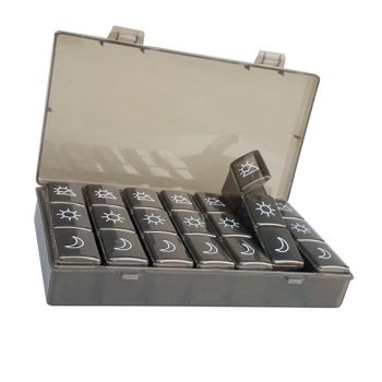 21 Grids Large Capacity Medicine Case Weekly Tablet Organizer Black Portable Tablet Box