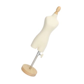 Dress Form Female Mannequin Torso Mini Dress Model with Wooden Base for Sewing Display Photo Teaching 1/4
