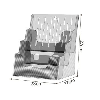 Multifunctional Book Organizer Desk File Organizer Multiple Layers File Folder Holder for Office Study Dormitory Transparent Grey
