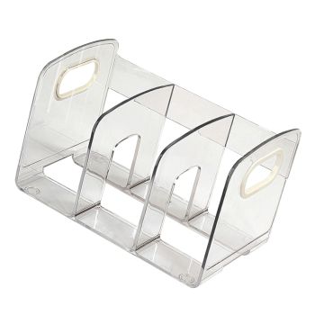 Book Organizer Desktop Book Rack File Holder Acrylic Tabletop Organizer for Study Office Transparent 3 Compartment (28x14x15cm/11x5.5x5.9in)