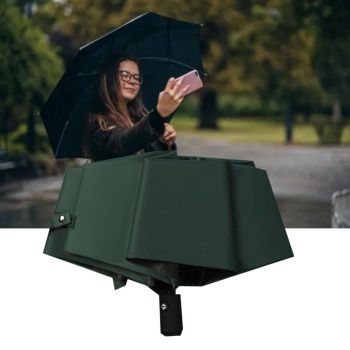 Travel Umbrella Sun Rain 3 Fold 8 Ribs Button Operation Light Weight Umbrella for Women Girl Daily Men Dark Blue