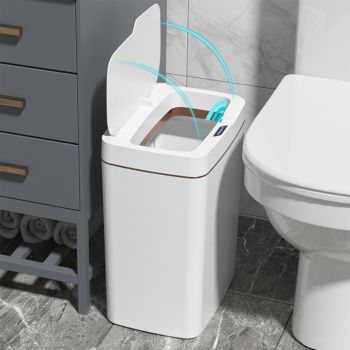 Automatic Trash Can 20L Touchless Sensor Easy Clean PP Waterproof Electric Garbage Bin for Kitchen Bathroom White Golden Battery Powered