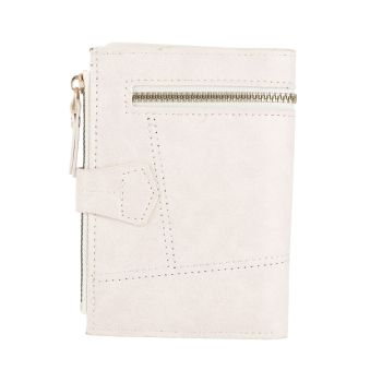 Women Wallet PU Leather Short Small Size Multiple Slots Card Holder Coin Purse for Daily Life White