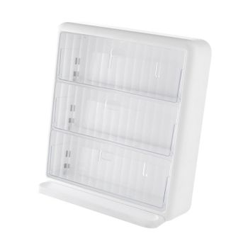 Wall Mounted Coffee Capsule Holder Clear Acrylic Compact Tea Bag Storage Rack for Office L Two Layer Without Grids + One Layer with Three Compartments