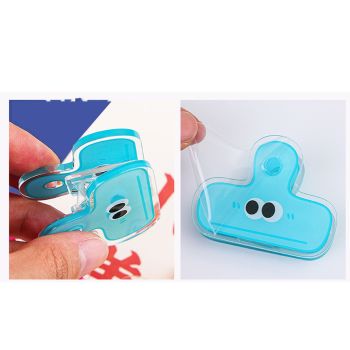 Stationery Clip Plastic Cute Cartoon Double Sided Multifunctional Long Tail Document Clamps For Office Supplies Binder Paper Blue Expression