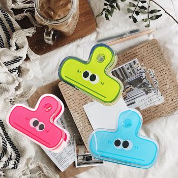 Stationery Clip Plastic Cute Cartoon Double Sided Multifunctional Long Tail Document Clamps For Office Supplies Binder Paper Red Expression