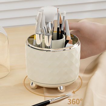 Rotating Pen Holder Desktop Makeup Brush Storage Organizer Plastic Home Decoration for Cosmetics Pencil White