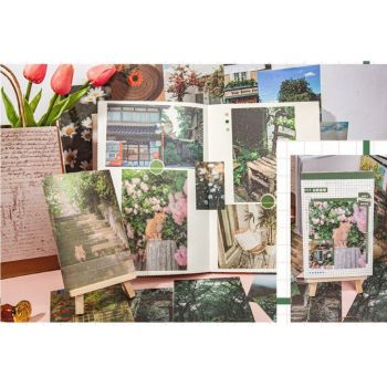 50PCS Nature Landscape Stickers Decorative Aesthetic Travel Scenery Scrapbooking Stickers for DIY Planner Journal Notebook Laptops Luggages Green