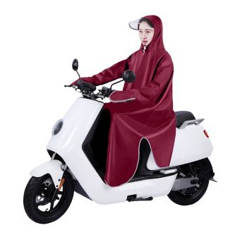 Electric Bike Raincoat Enlarged Protection Oxford Cloth Adults Sleeve Rain Poncho for Cycling Wine Red 5XL