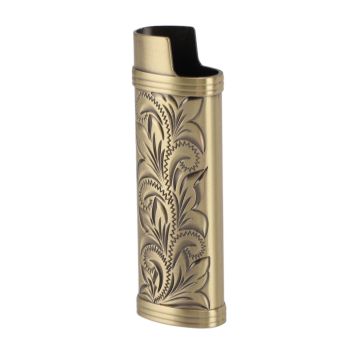 2Pcs Lighter Case Zinc Alloy Lighter Storage Container Floral Pattern for Outdoor Camping Hiking Bronze
